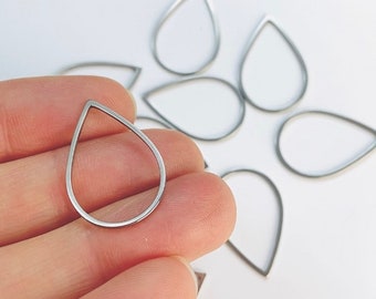 Clearance 20pcs Imperfect Stainless Steel Silver Hollow Teardrop Frames Frame Connector Links Earrings Findings Jewelry