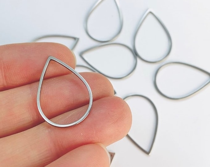 Clearance 20pcs Imperfect Stainless Steel Silver Hollow Teardrop Frames Frame Connector Links Earrings Findings Jewelry
