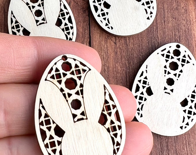 Easter Egg Rabbit Rattan Earrings Cutout ALL SIZES BULK (12pc to 48pc) Unfinished Wood Cutout Jewelry Blanks Craft Made in Texas