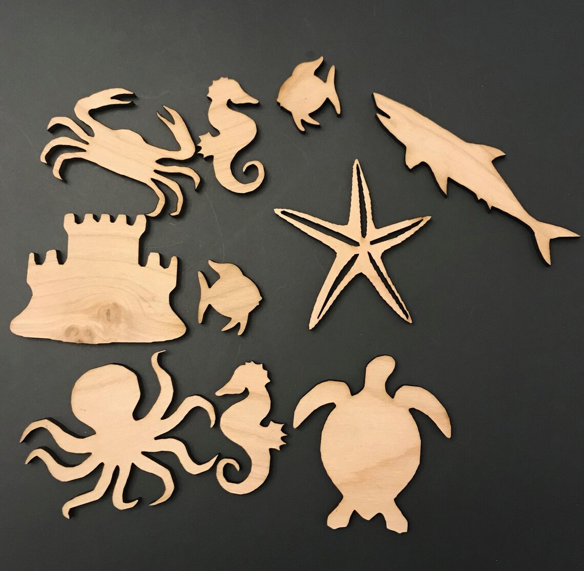 14pack Sea Life Ocean Decor Wall Laser Unfinished Wood Cutout Etsy