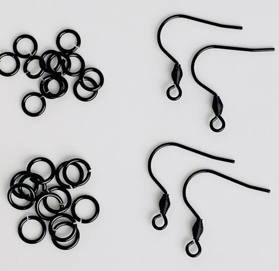 ALL QUANTITIES Stainless Steel Black Plated French Fish Earring