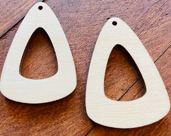 ALL SIZES BULK (12pc to 100pc) Unfinished Wood Laser Cutout Wide Teardrop Tear Drop Earring Jewelry Blanks Shape Crafts Made in Texas