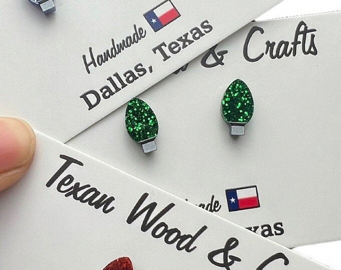 Christmas Earrings Glitter Light Bulb Stud