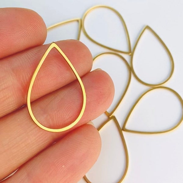 12 Stainless Steel Gold Hollow Teardrop Frames Frame Connector Links Earrings Necklace Bracelet Findings Jewelry Craft