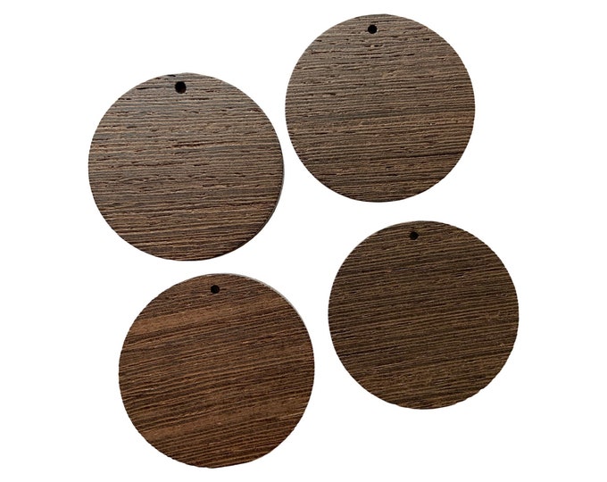 Lightweight Flat Natural Dark Wood Wooden 44mm or 1.7” Hoops Round Earring Blanks, Wood Beads, Charms Jewelry Making