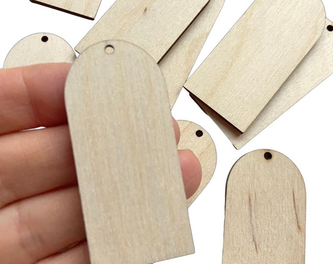 6-Pack Round Dome Top TAGS  Tombstones with/without Holes Unfinished Wood Cutout DIY Crafts Ready to Paint Cut Out Birch Plywood All Sizes