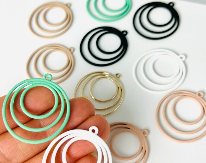 Clearance 10pcs Imperfect Painted Colorful Hoops Earring Connectors Charms Findings