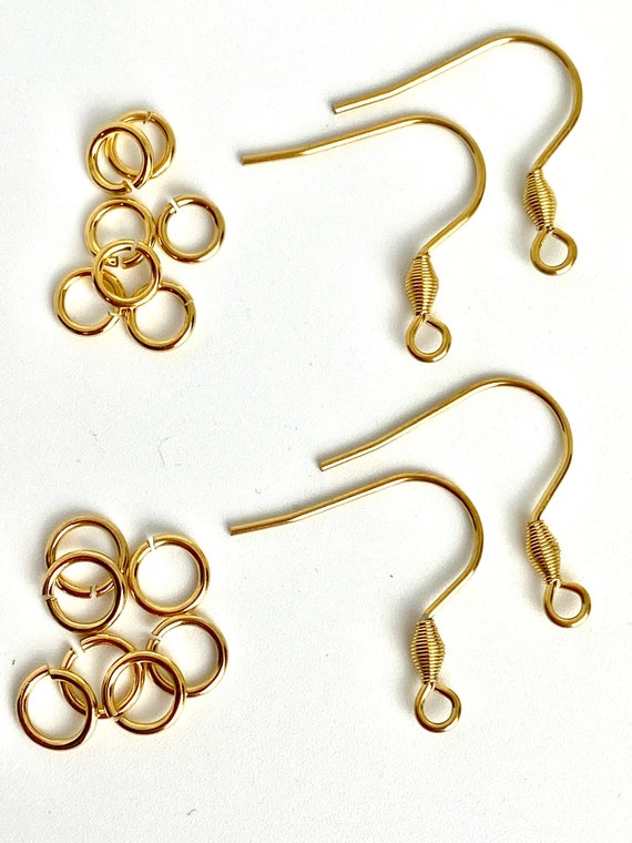 All Quantities Gold Plated Stainless Steel Earring Hooks with Jump Rings