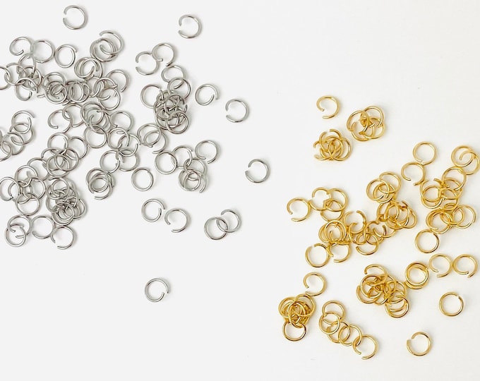ALL SIZES 100 Pieces of Gold or Silver Open Stainless Steel High Quality 0.6mm thickness Jump Rings Jewelry Making Findings Crafts 5mm,6mm