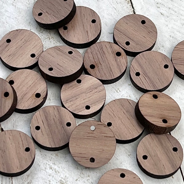 12 or 24 Pieces Walnut Round Wood Disc Connectors, Earring Making Supplies