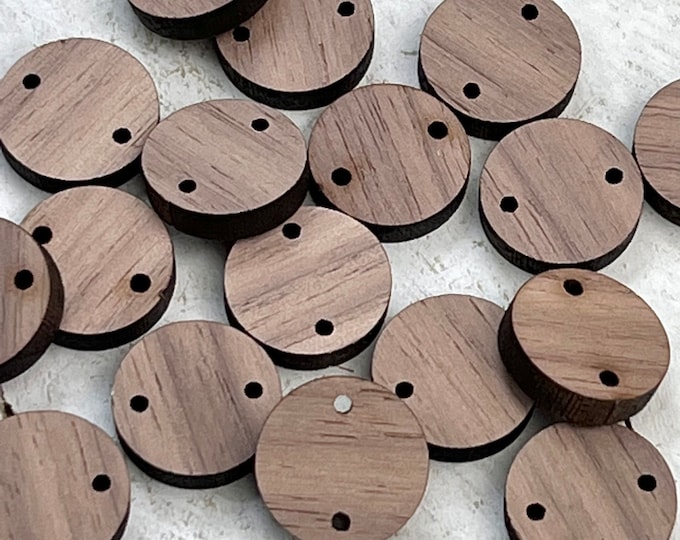 12 or 24 Pieces Walnut Round Wood Disc Connectors or Studs, Earring Making Supplies