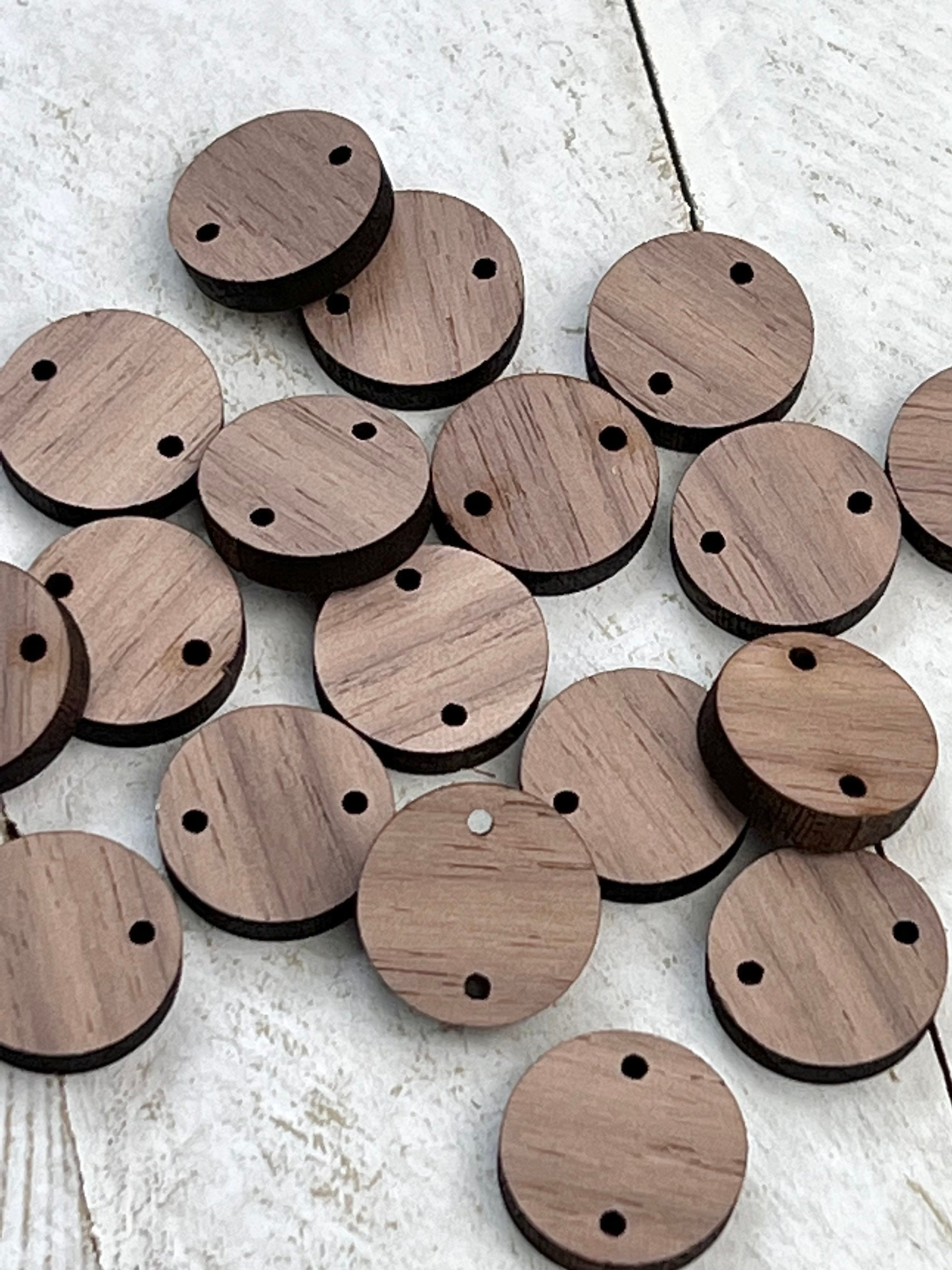  20PCS Wooden Earring Findings for Jewelry Making Walnut  WoodEarring Studs Wood Flat Round Earring Blanks Wooden Earring Posts 15mm  Earring Connectors with Loop & Back for DIY Earring Making Supplies