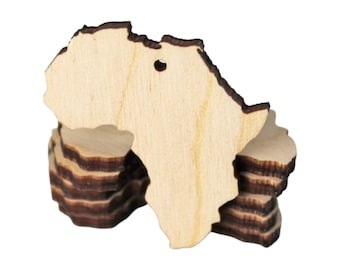 BULK (12pc to 100pc) Unfinished Wood AFRICA Cutout Dangle Earring Jewelry Blanks Charms Shape Crafts Made in Texas