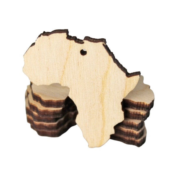 BULK (12pc to 100pc) Unfinished Wood AFRICA Cutout Dangle Earring Jewelry Blanks Charms Shape Crafts Made in Texas