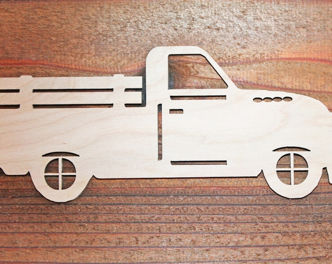 Vintage Pickup Truck Unfinished Wood Laser Cutout Cut Out Shapes Crafts DIY Sign ALL SIZES