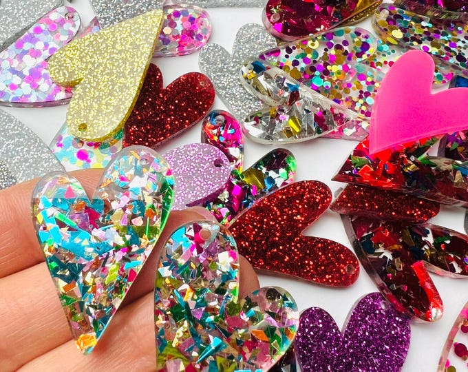Grab Bag 24 Pieces/12 Pairs Heart DIY Acrylic Earring Making Blanks Valentines Day