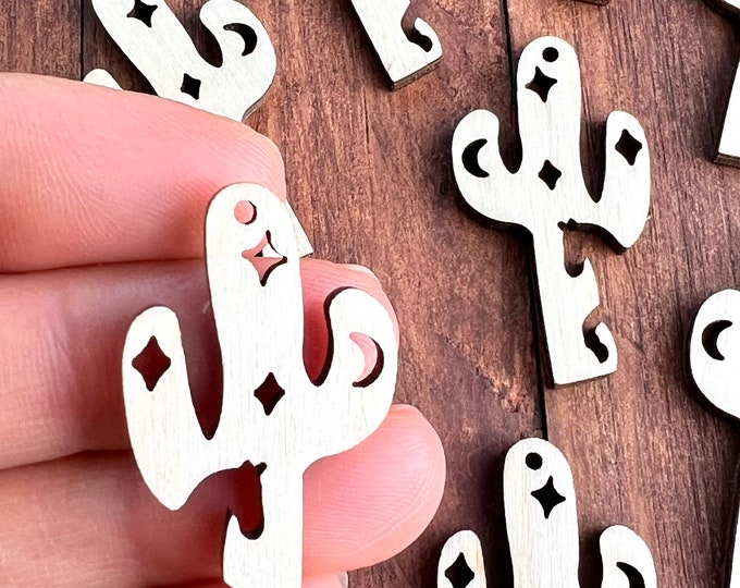 Cactus w/ Horse Cutout ALL SIZES BULK (12pc to 48pc) Unfinished Wood Laser Cutout Earring Earrings Jewelry Blanks Shape Craft Made in Texas