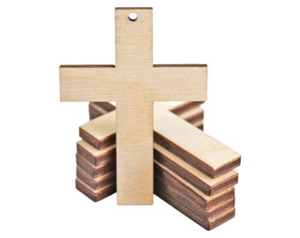 ALL SIZES BULK (12pc to 100pc) Unfinished Wood Laser Cutout Solid Cross Crosses Earring Jewelry Blanks Shape Painting Crafts Made in Texas