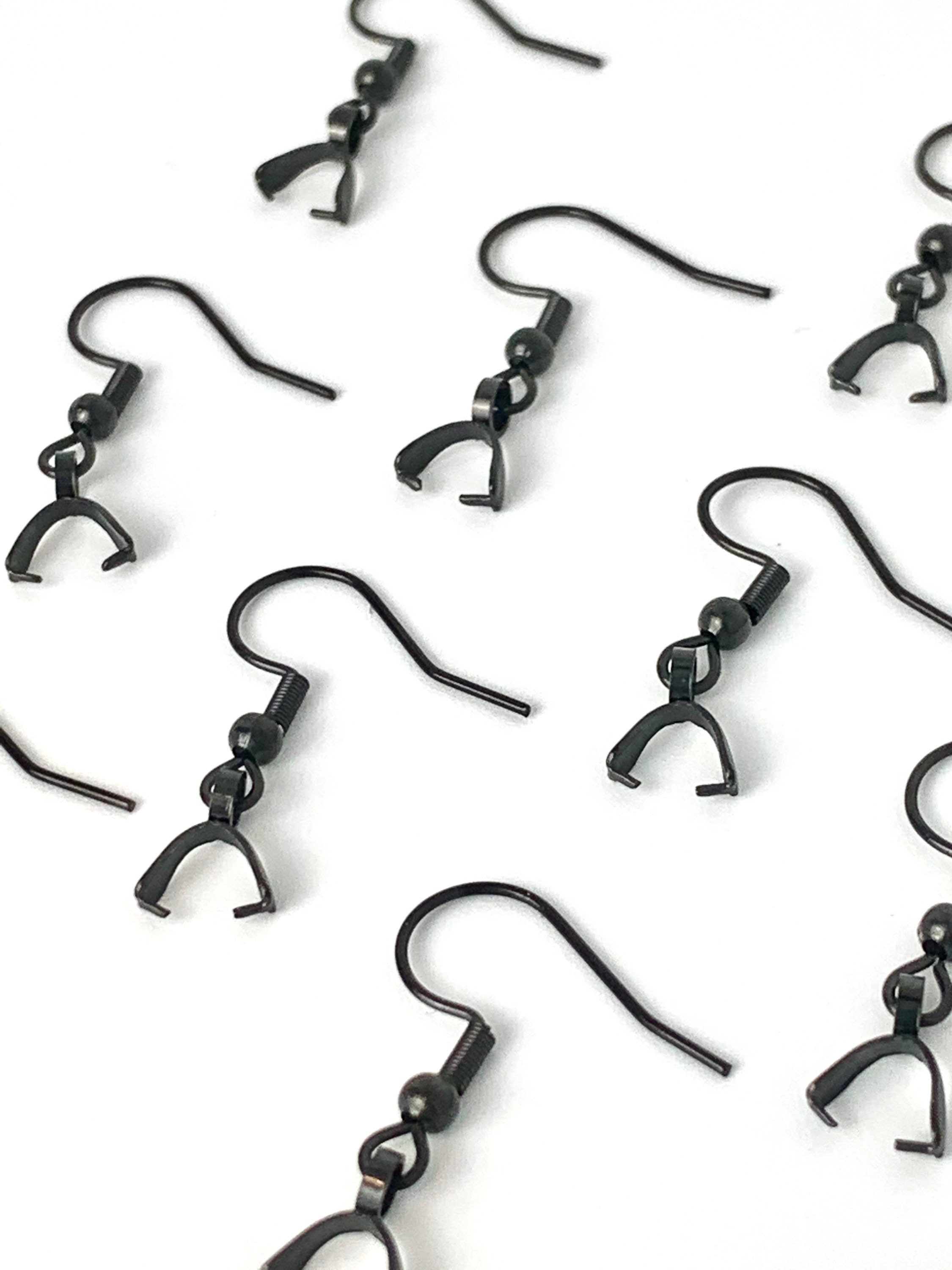 ALL QUANTITIES Black,gold or Silver Stainless Steel Pinch Bails Bail French  Fish Hooks Ear Wires Great for Wood Earrings Earring 