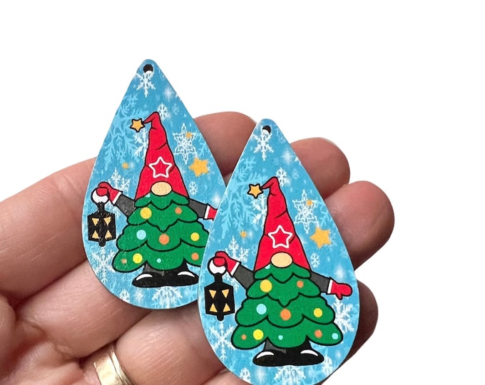 DIY Gnome Christmas Tree Wood Earrings Making Supplies Blanks Connectors