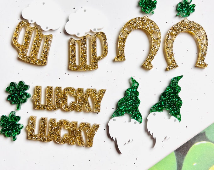 St. Patrick's Day Acrylic Earring Blanks, DIY Earring Supplies