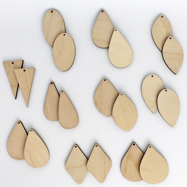 20 Unfinished Wood Laser Cutout 2 Earring Earrings Etsy