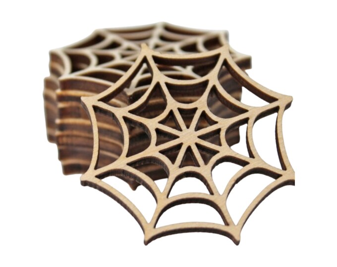 BULK (12pc or 24pc) Unfinished Wood Halloween Spider Web Cutout Dangle Earring Jewelry Blanks Shape Crafts Charms Made in Texas