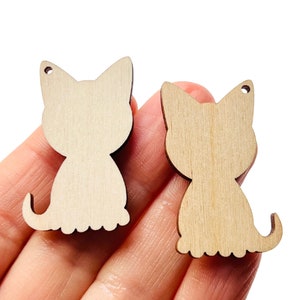 Kitty Cat Wood Earring Jewelry Blanks ALL SIZES BULK (12pc to 100pc) Unfinished Wood Laser Cutouts