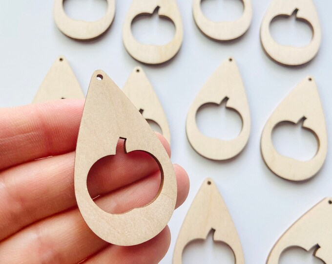 BULK (12pc to 100pc) Unfinished Wood Pumpkin Halloween Cutout Dangle Earring Jewelry Blanks Charms Shape Crafts Made in Texas