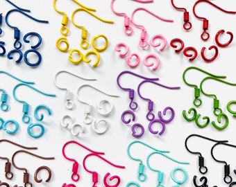 ALL QUANTITIES - Colorful French Fish Hooks Ear Wires with Jump Rings Iron Earring Kit Great for Wood Earrings Jewelry