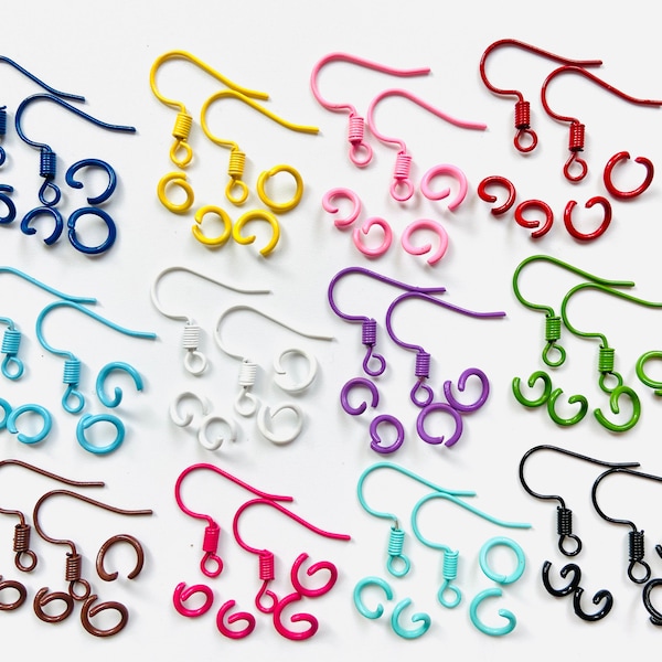Colorful French Earring Hooks with Jump Rings – Jewelry Making Supplies