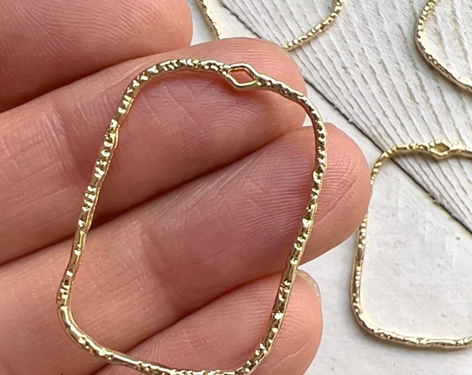 10pcs Gold Plated Square Jewelry Pendant Necklace Earring Connector Charm Crafting Crafts