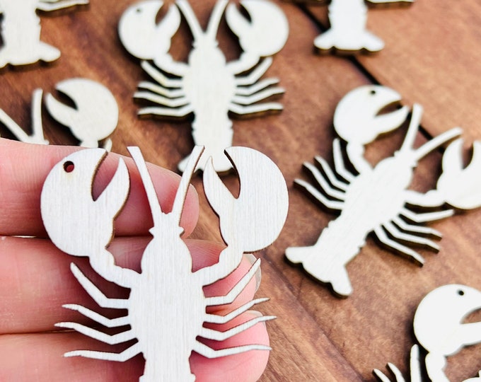 12pc or 24pc Unfinished Wood Lobster Cutout Earrings Ornaments Jewelry Blanks Crafts Made in Texas