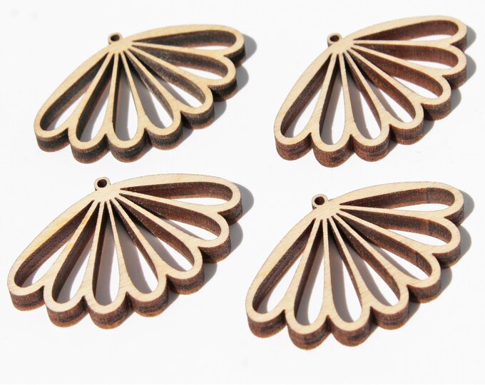 BULK (12pc to 100pc) Unfinished Wood Fan Flower Shape Frame With Cutouts Dangle Earring Jewelry Blanks Shape Crafts Made in Texas