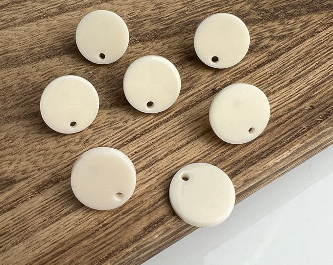 12 Acrylic 14mm Round Stud Post Solid Off White  Cream  Earrings & Backs Connector Loop Holes Dangle Style Earring Findings Jewelry Making
