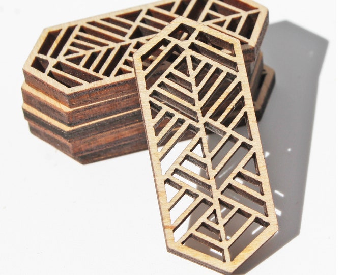 BULK (12pc to 100pc) Unfinished Wood Geometric Rectangle Shape With Cutouts Dangle Earring Jewelry Blanks Shape Crafts Made in Texas