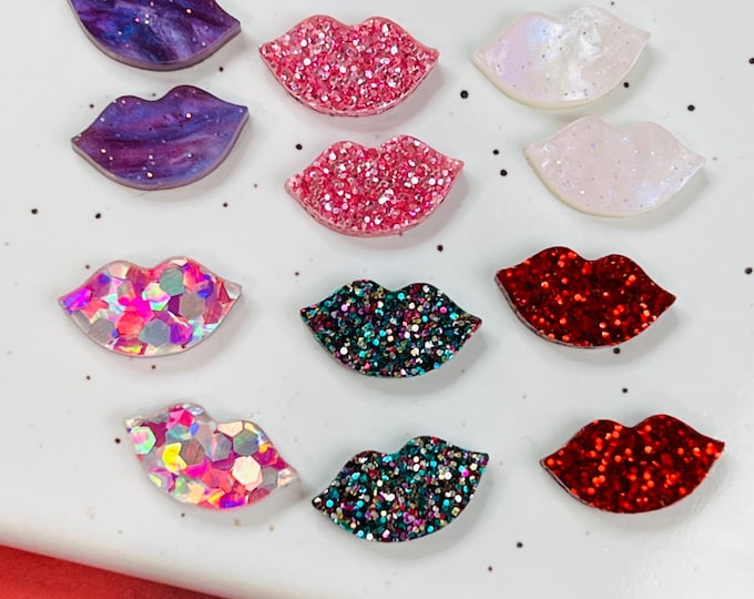 Grab Bag 50 Acrylic Lips for DIY Making Earring Studs, Lip Cabochons