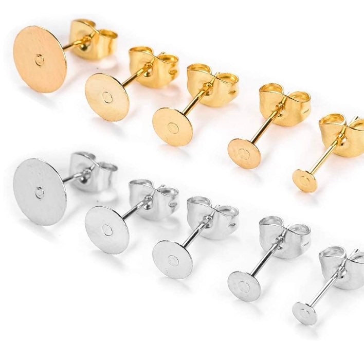 100Pcs 316 Surgical Stainless Steel Ear Nuts Earring Backs Finding  4.5x6.5x3.2mm
