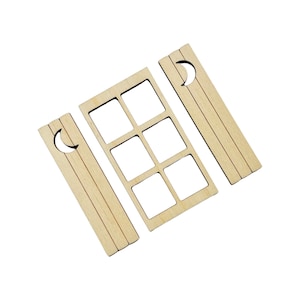 Unfinished 1/12th Scale Wood Dollhouse Fairy Garden Church Diorama Bird House 6 Squares Window w/Moon Shutters Crafts Doll House 1:12