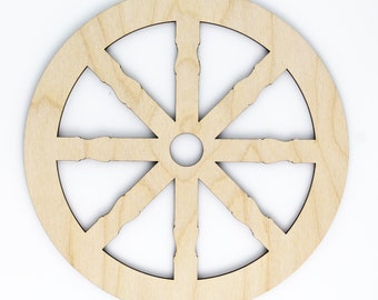 Colonial Style Wagon Wheel Unfinished Wood Laser Cut Out Cutout Shape Crafts Sign DIY Ready to Paint or Stain