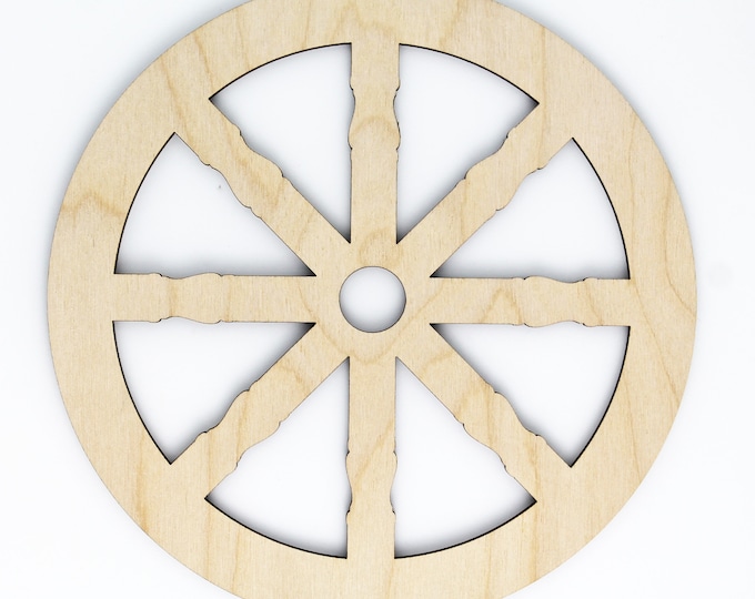 Colonial Style Wagon Wheel Unfinished Wood Laser Cut Out Cutout Shape Crafts Sign DIY Ready to Paint or Stain