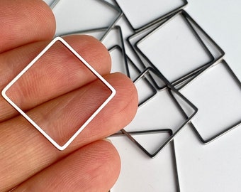 Clearance 20Pcs Imperfect Stainless Steel Silver Square Squares Frame Frames Connector Links Earrings Earring Findings Jewelry