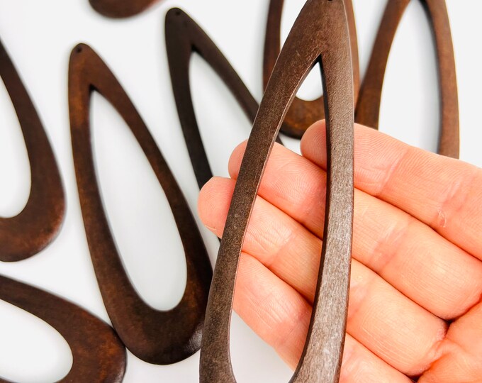 6Pcs Bold Wood Hoop Earrings Bohemian Large Lightweight Wooden Earring Charms Jewelry Making Crafts