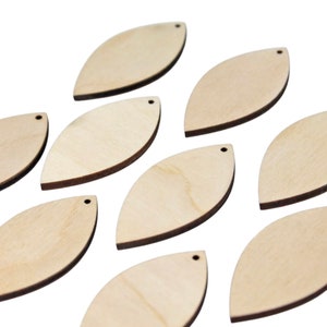ALL SIZES BULK (12pc to 100pc) Unfinished Wood Laser Cutout Solid Oval Leaf Arrowhead Shape Earring Jewelry Blanks Shape Crafts Texas Made