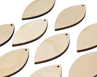 ALL SIZES BULK (12pc to 100pc) Unfinished Wood Laser Cutout Solid Oval Leaf Arrowhead Shape Earring Jewelry Blanks Shape Crafts Texas Made