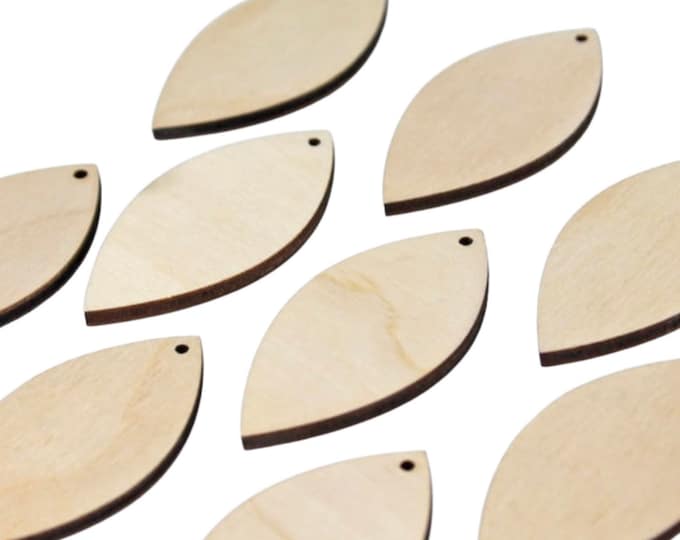 ALL SIZES BULK (12pc to 100pc) Unfinished Wood Laser Cutout Solid Oval Leaf Arrowhead Shape Earring Jewelry Blanks Shape Crafts Texas Made
