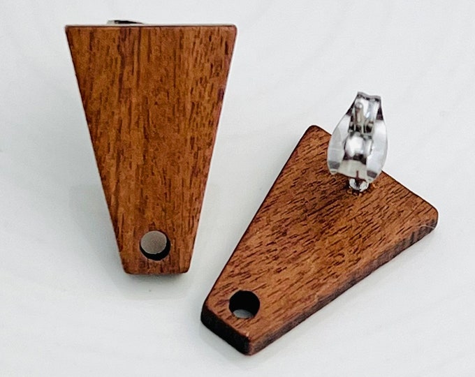 12pcs Wood Wooden Stud Post Earrings w/ Earring Backs Connector Loop Holes Dangle DIY Earrings Findings Jewelry Making