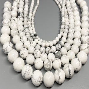 ALL SIZE & QTY White Gray Marble Howlite Turquoise Strands 4mm 6mm 8mm 10mm 12mm 14mm Beads Gemstones Necklace,Bracelet,Earring Jewelry