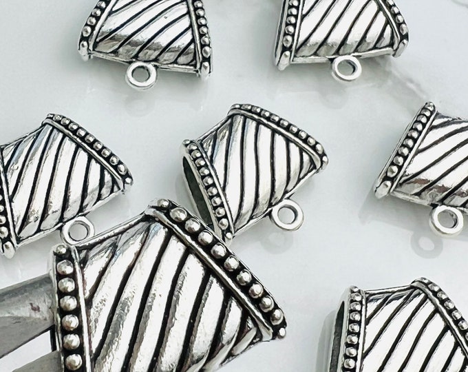 12 Silver Necklace Bail Bails Pendant Pendant Hangers, Charm Bails Jewelry Necklace Making Findings
