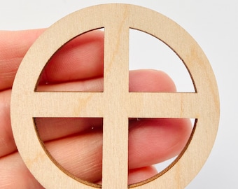 Miniature Wood Round Grid Window, 2.2" Dollhouse DIY Craft